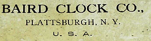 Baird Clock Co. c. 1893 lettered label