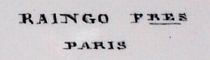 Raingo Freres c. 1850 lettered label
