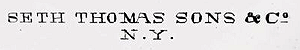 Seth Thomas Mark c. 1872 lettered label