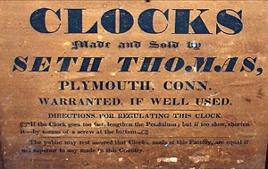 Seth Thomas c. 1825 paper label