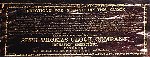 Seth Thomas c. 1868 paper label 2