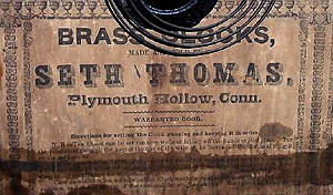 Seth Thomas c. 1872 paper label