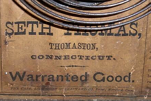 Seth Thomas c. 1875 paper label