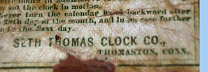 Seth Thomas c. 1875 paper label 2