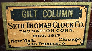 Seth Thomas c. 1926 paper label