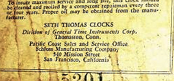 Seth Thomas c. 1931 paper label