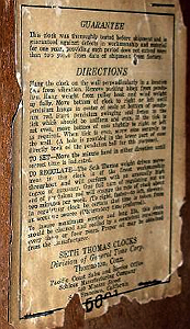 Seth Thomas c. 1950 paper label